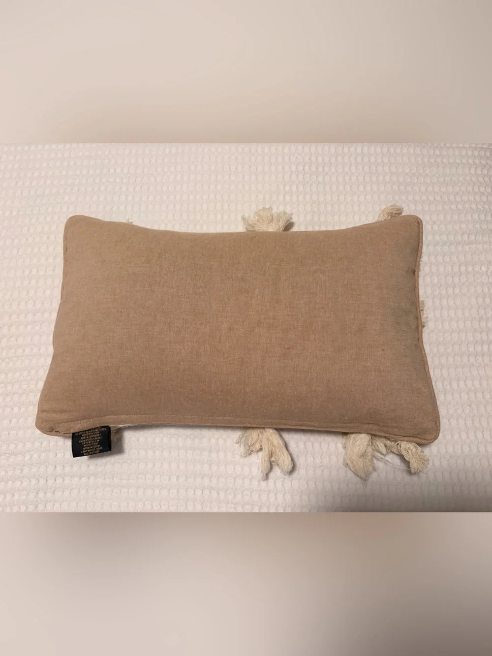 Boho Tassel Accent Pillow in Cream and Gold